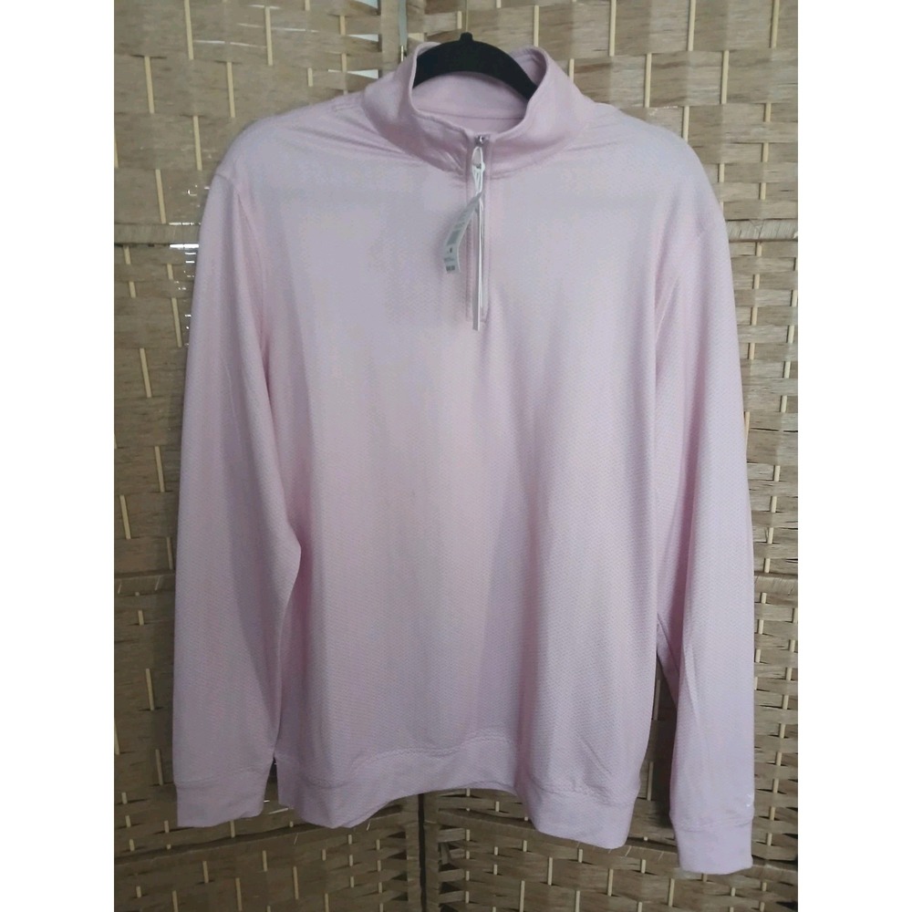 NWT Kenneth Cole Golf Men's 1/4 Zip Pullover Orchard Pink Chevron Sz M
